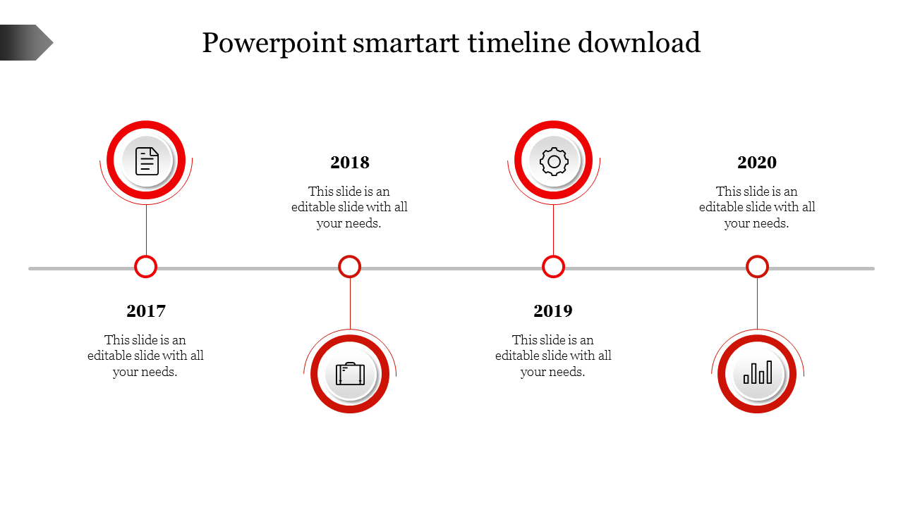 powerpoint smartart timeline download-4-Red